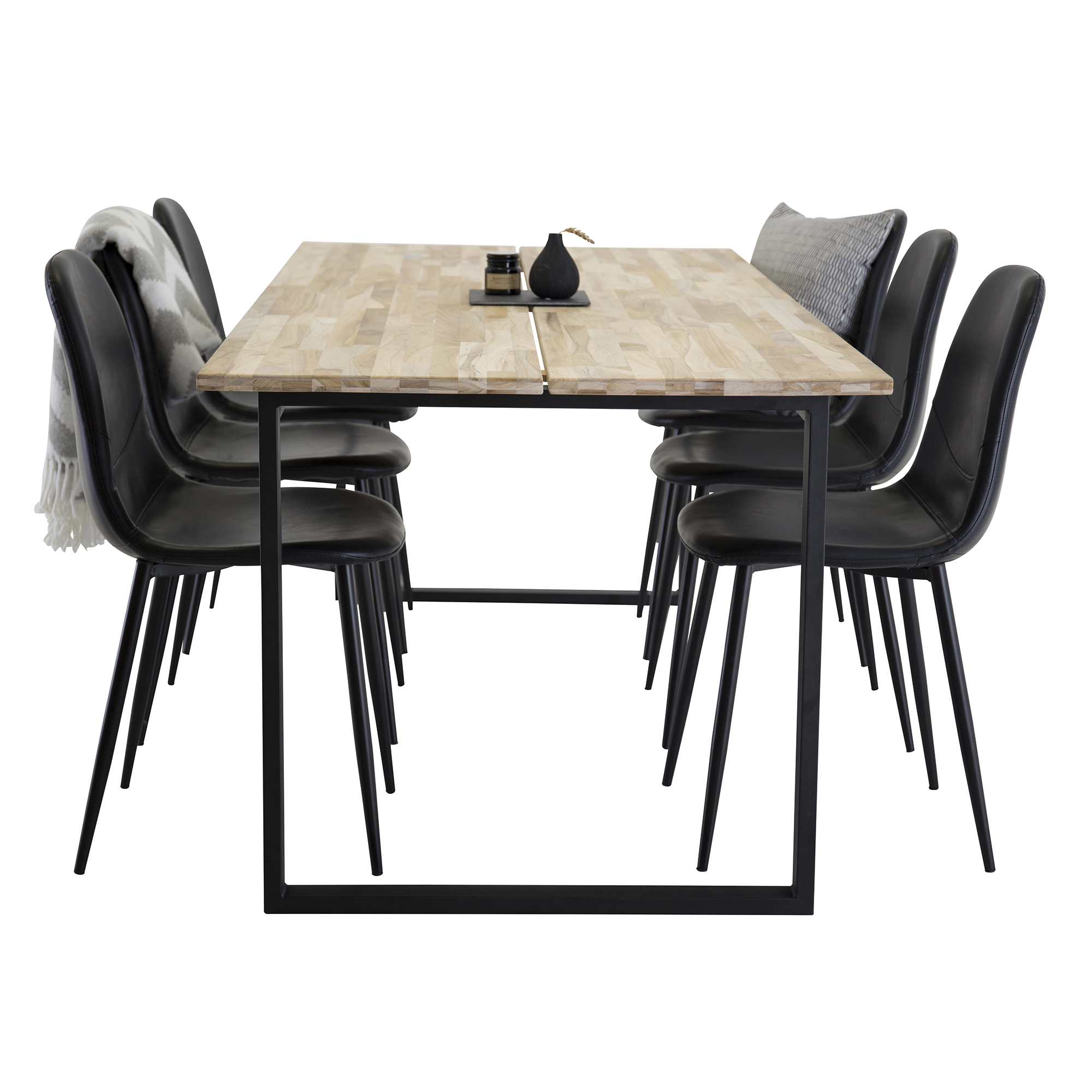 Matgrupp Venture Home Cornelia med 6 Pobbie Stolar Svarta Ben