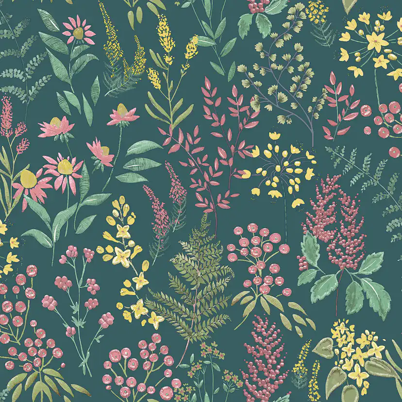 Tapet Holden The Lost Gardens Calvert Meadows Teal Pink 91683