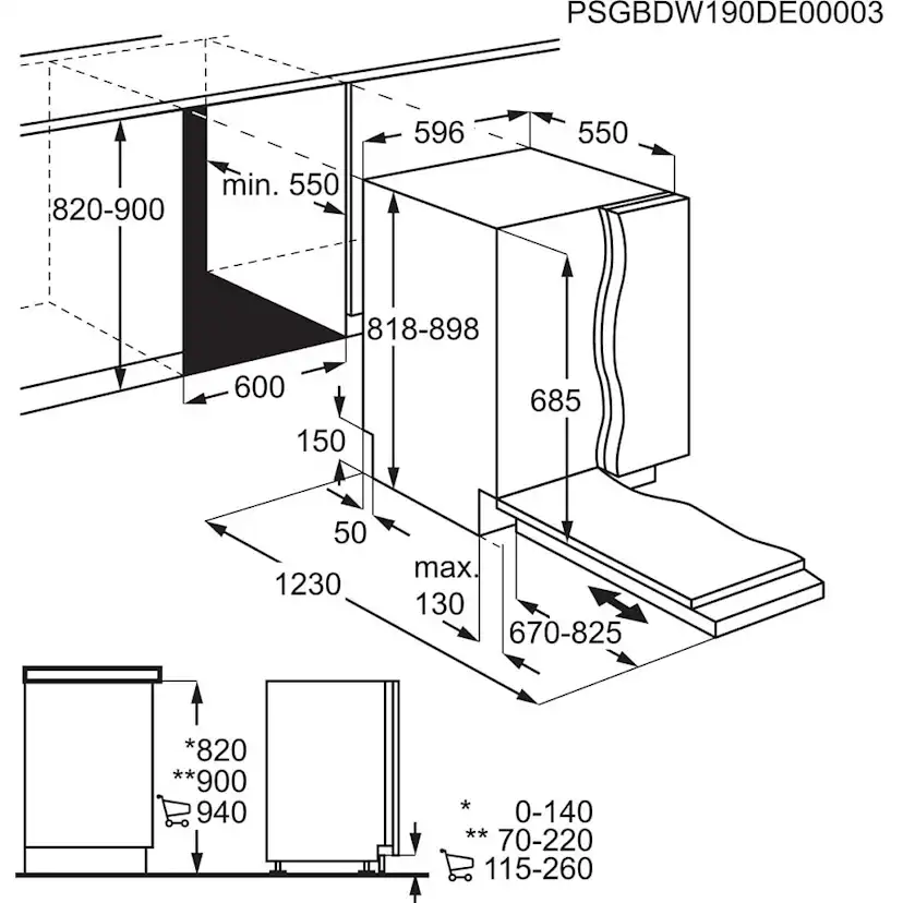 Integrerad Diskmaskin AEG FSE63657P Helintegrerad för IKEA Metod