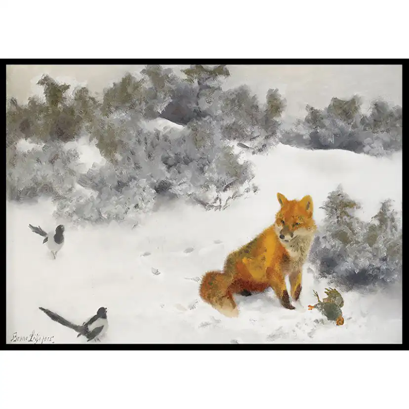 Poster Gallerix Räv i Vinterlandskap By Bruno Liljefors No2