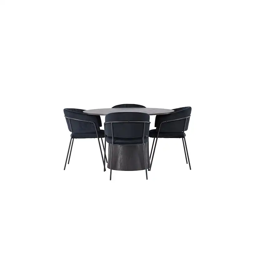 Matgrupp Venture Home Lanzo Ø120 cm med 4 st Selma stolar