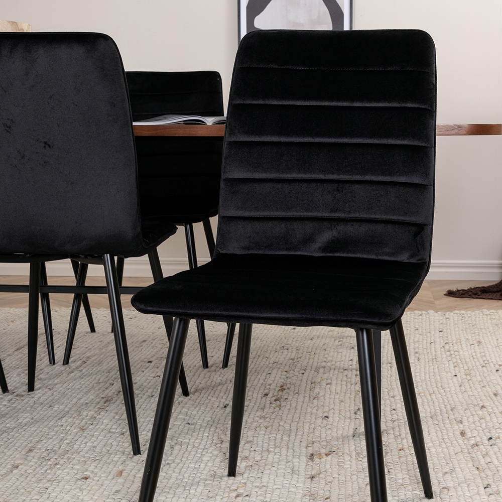 Uno Dining Table  - Black / Walnut Veneer+Windu Lyx Chair - Sammet/Svart