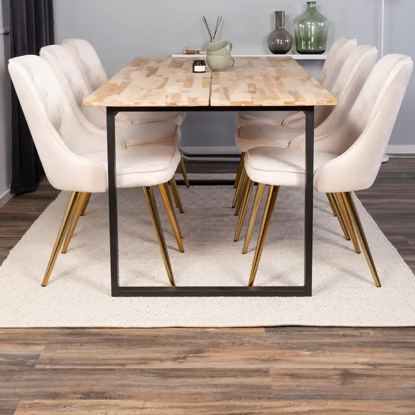 Matgrupp Venture Home Cirebon med 6 Velvet Deluxe Stolar