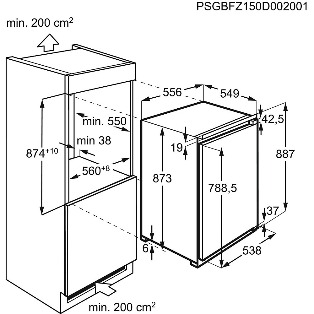 Integrerad Frys AEG TAB6L88EF med LowFrost-teknik och Frostmatic