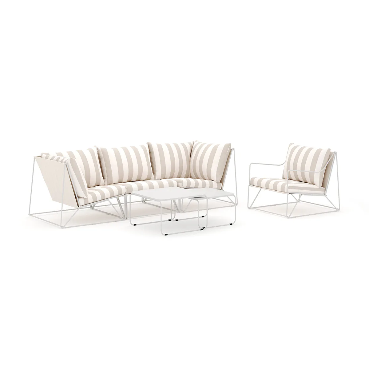 Loungesoffa Comfort Garden Usteryd utomhus rak 4-sits soffa med fåtölj