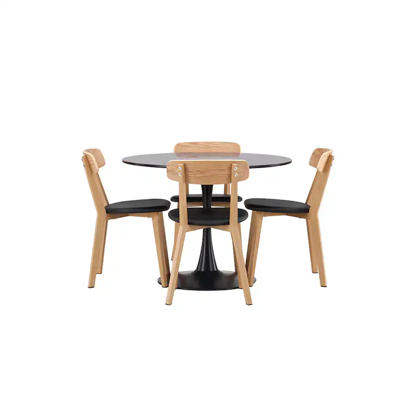 Matgrupp Venture Home Glade Ø 100 cm med 4 Sanjos Stolar