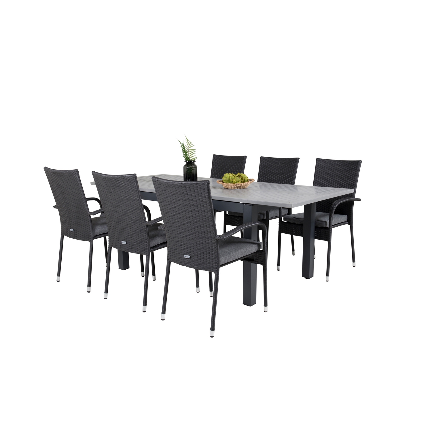 Albany Dining Table 160/240*100 - Svart Alu / Grey Aintwood+ Svart/Grå