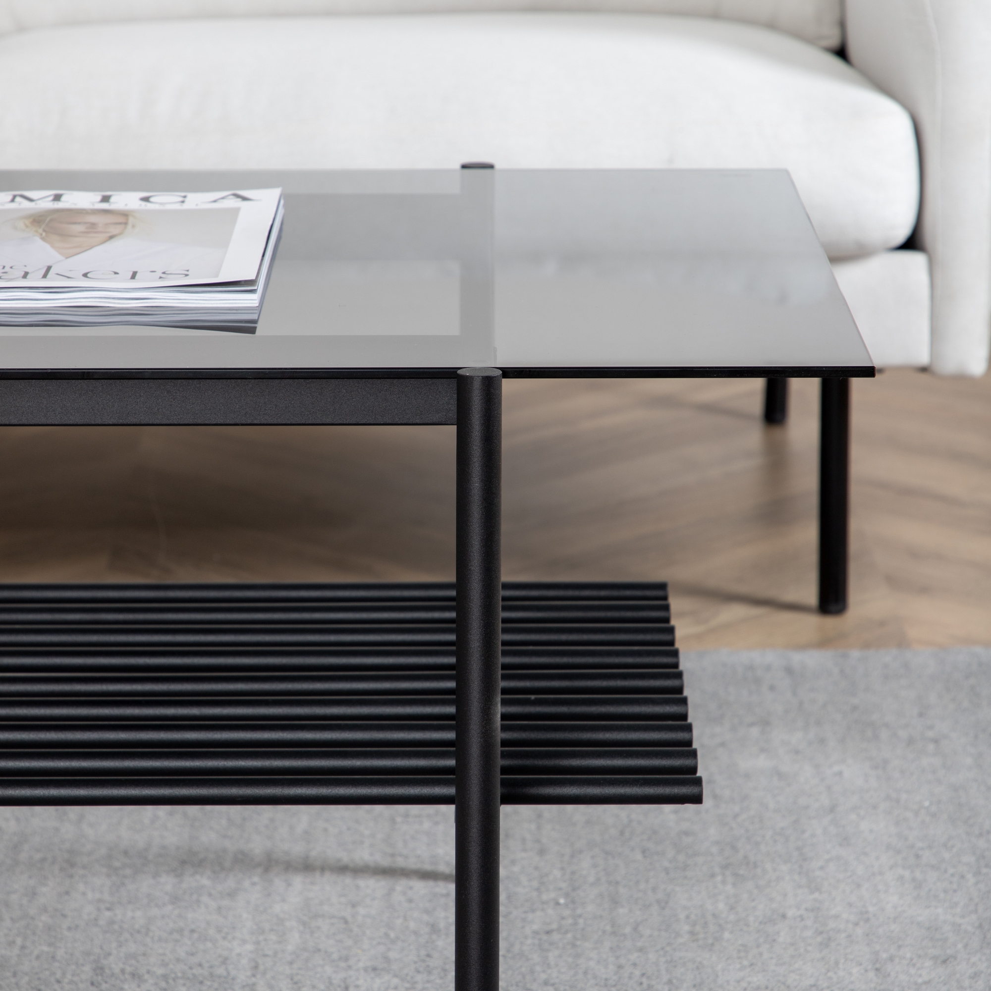 Von Staf Sofa Table - black / Black Smoked Glass glass Svart Glas