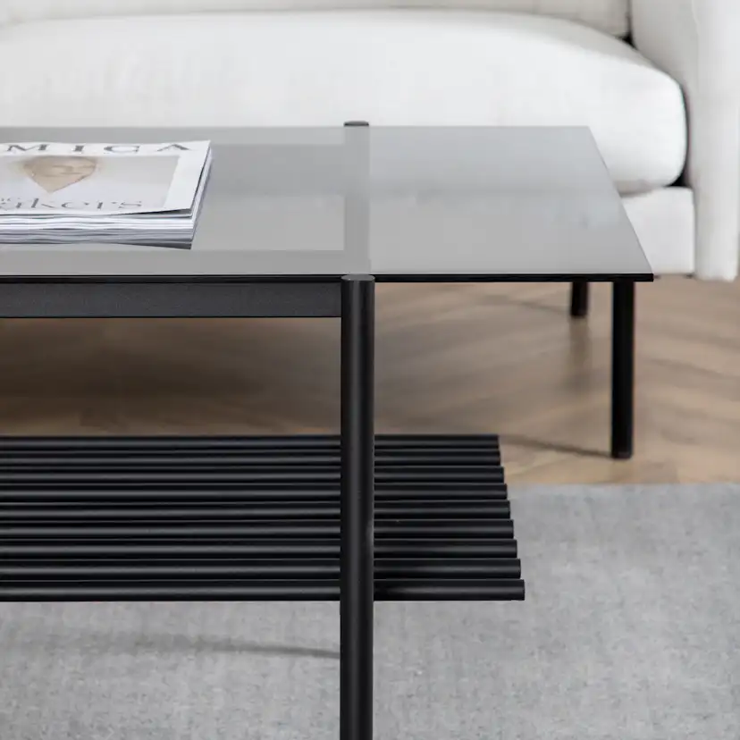 Von Staf Sofa Table - black / Black Smoked Glass glass Svart Glas