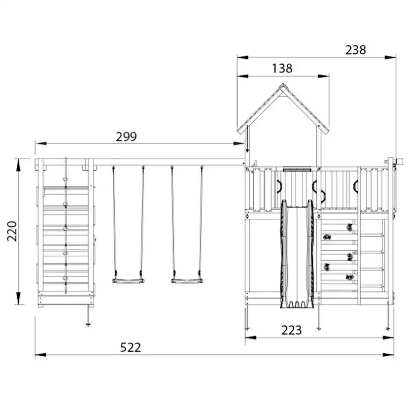 Lektorn Jungle Gym Mansion 2.1 Klättermodul Blå Rutschkana