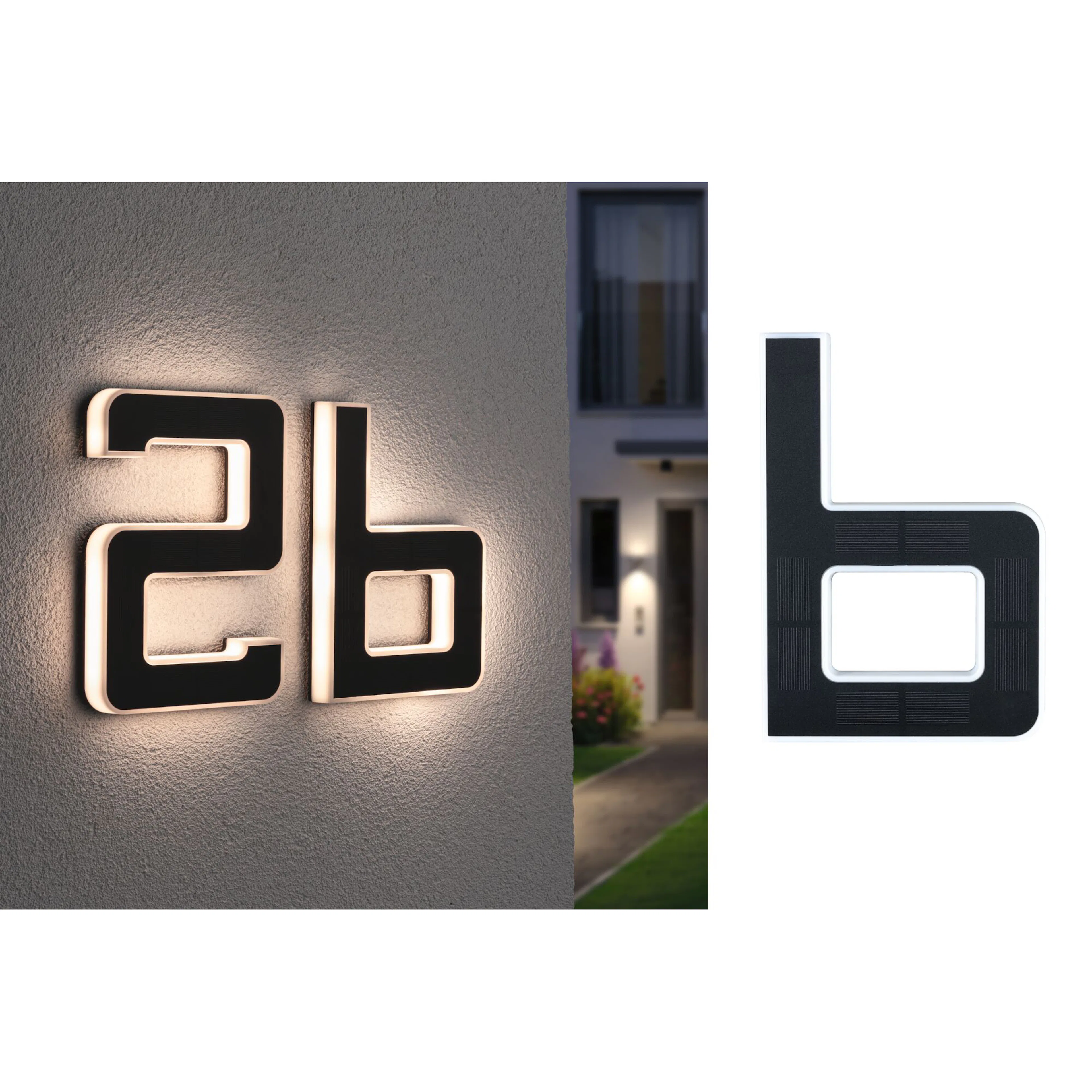 Fasadbelysning Solcell LED Paulmann Husnummer A-D med belysning inkl. utbytbart batteri IP44