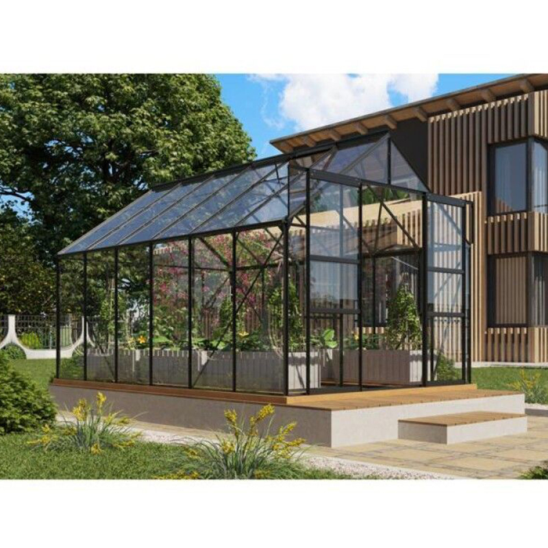 Växthus Vitavia Mars 9900 Svart 3mm Delat Glas Med Sockel