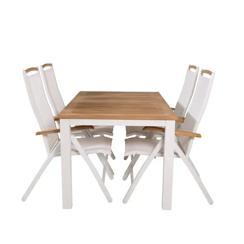 Panama Dining Table 152/210*90 - White Alu / Teak+Panama Cha Blanka Ben