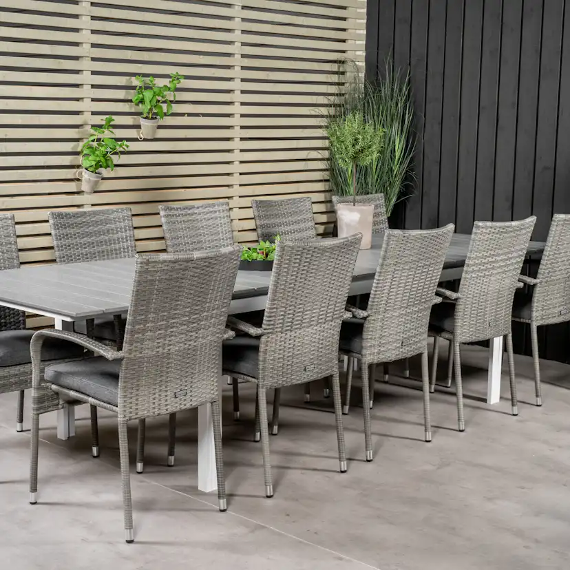 Levels Dining Table 224/324*100 - White Alu / Grey Aintwood Vit/Grå
