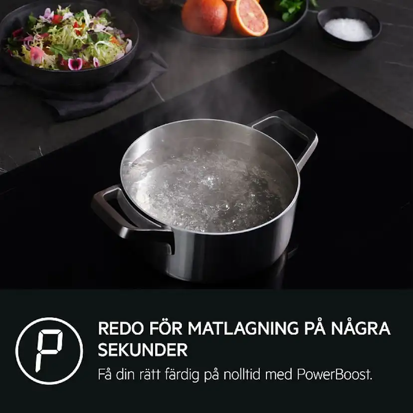 Induktionshäll AEG TO64IA00IB Kraftfull 5000 Serie Svart Med Automatisk Justering Av Fläkt