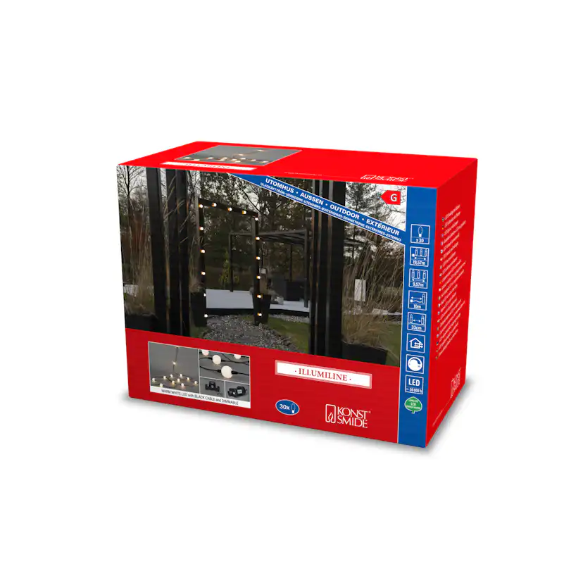 Ljusslinga Gnosjö Konstsmide 30st LED-opallampor Varmvit 2700K Utomhus