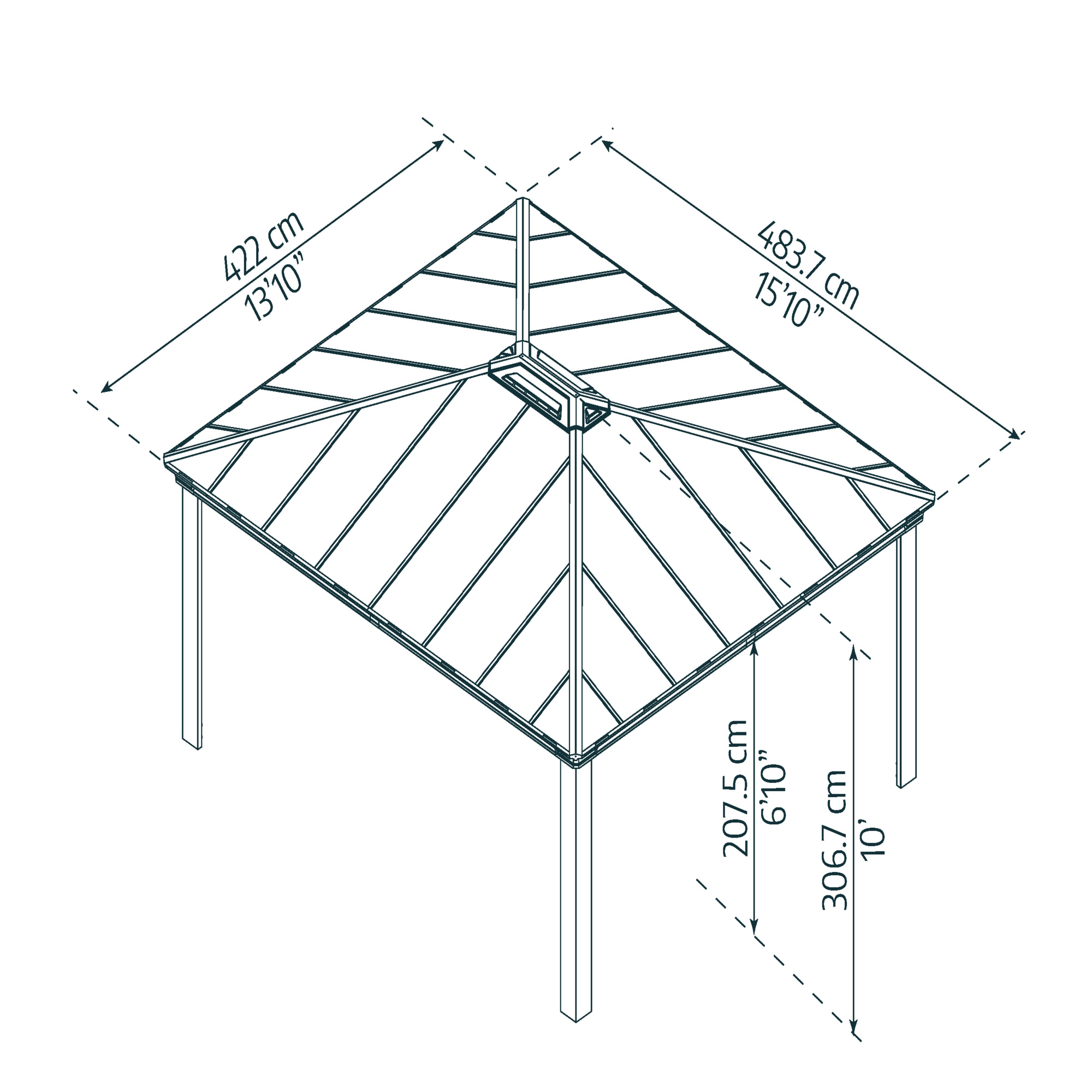 Paviljong Canopia By Palram Dallas 4,2 x 4,8m Antracitgrå