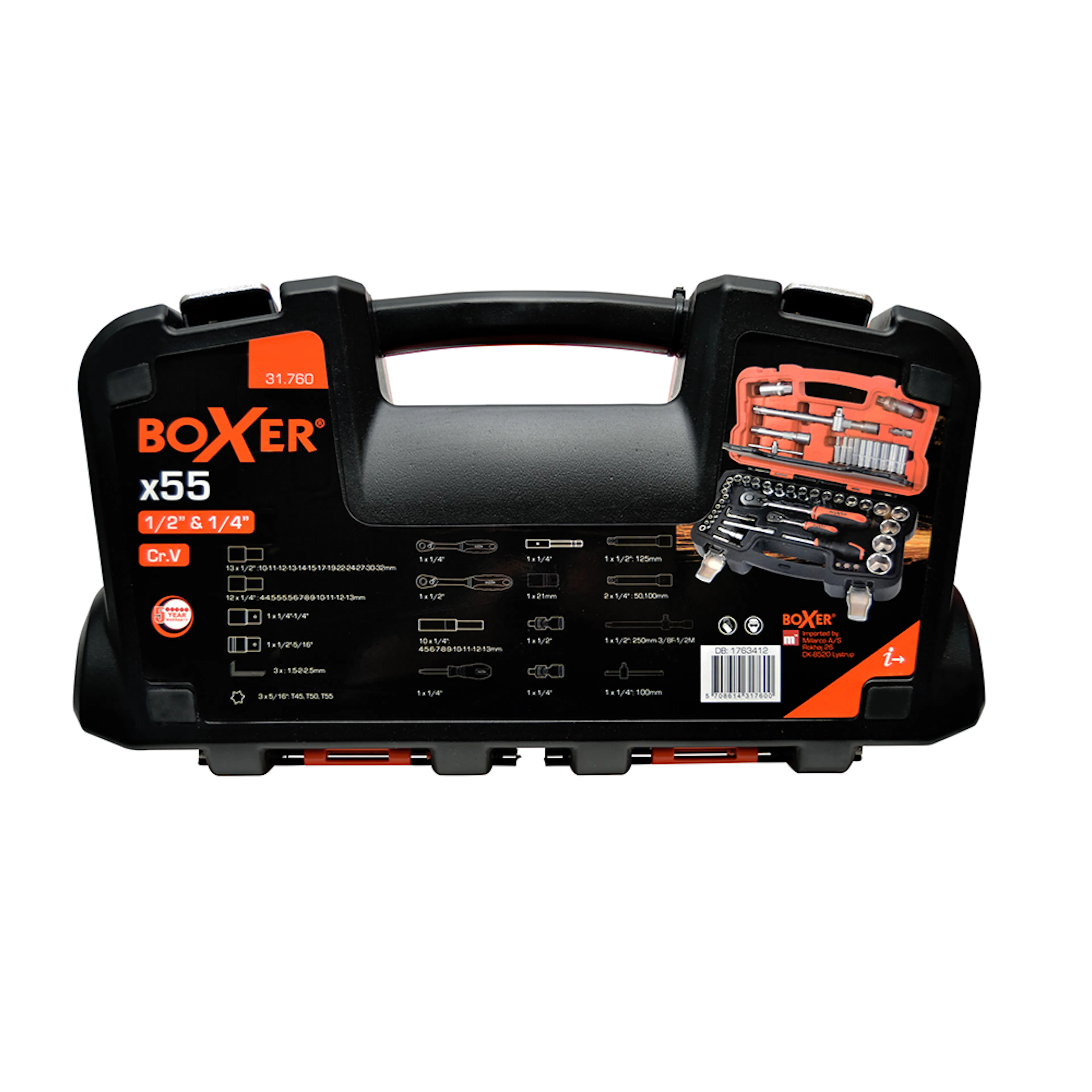 Hylsnyckelsats Boxer 1/4-1/2 tum-55-delar