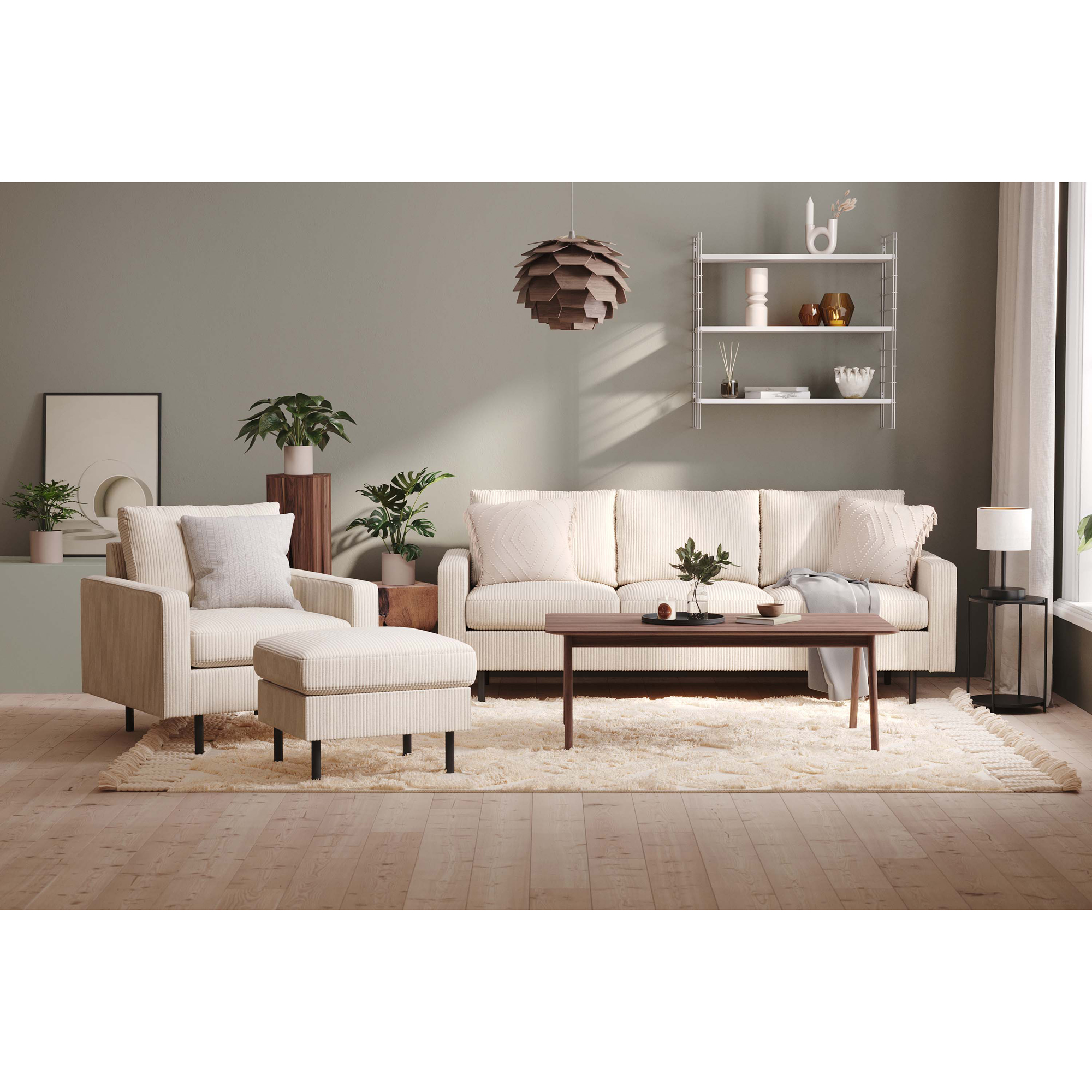 Soffgrupp Scandinavian Choice Peppe 3-sits med Fåtölj och Fotpall