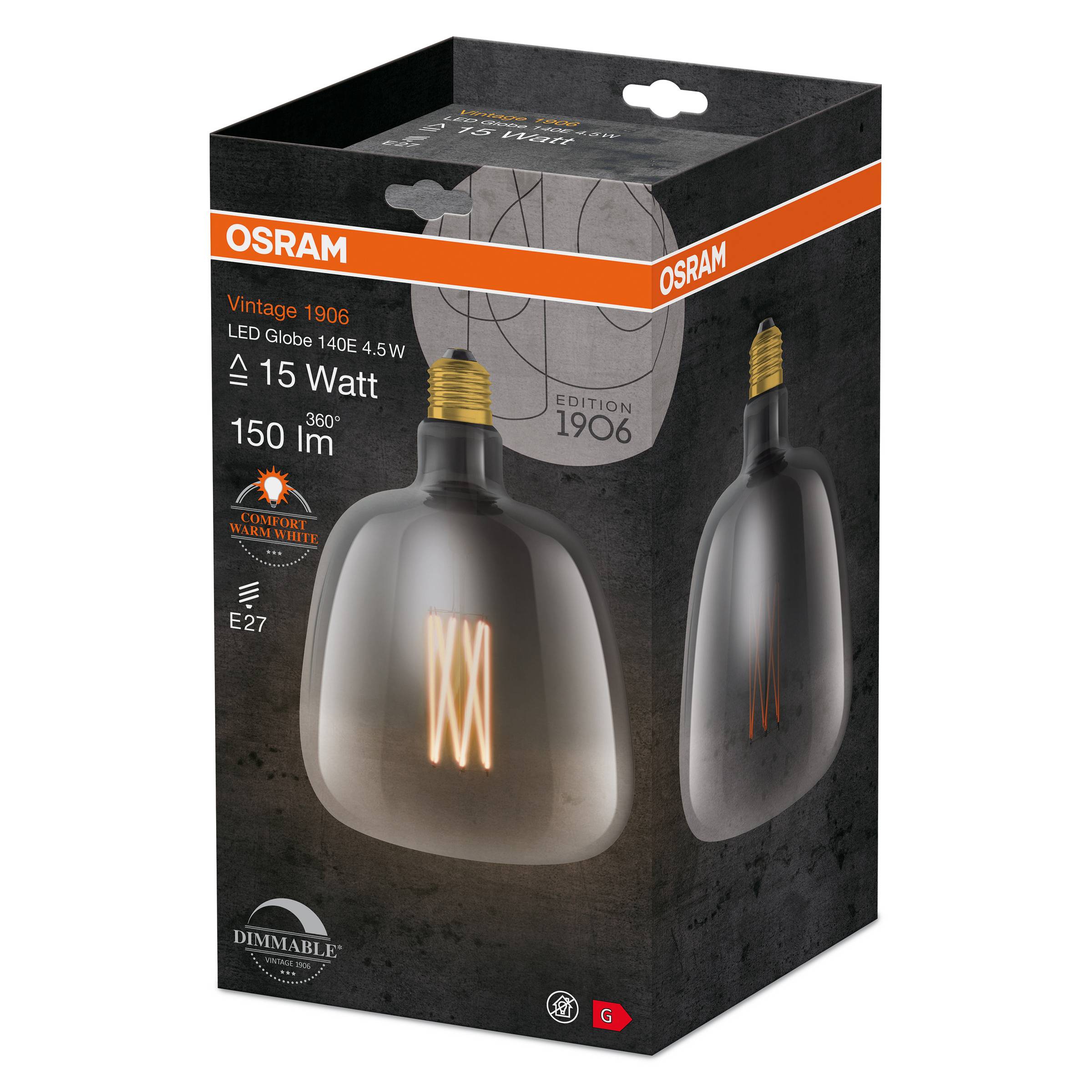LED-Lampa Osram Deco Globe 140 E27 Vintage 1906 Dimbar