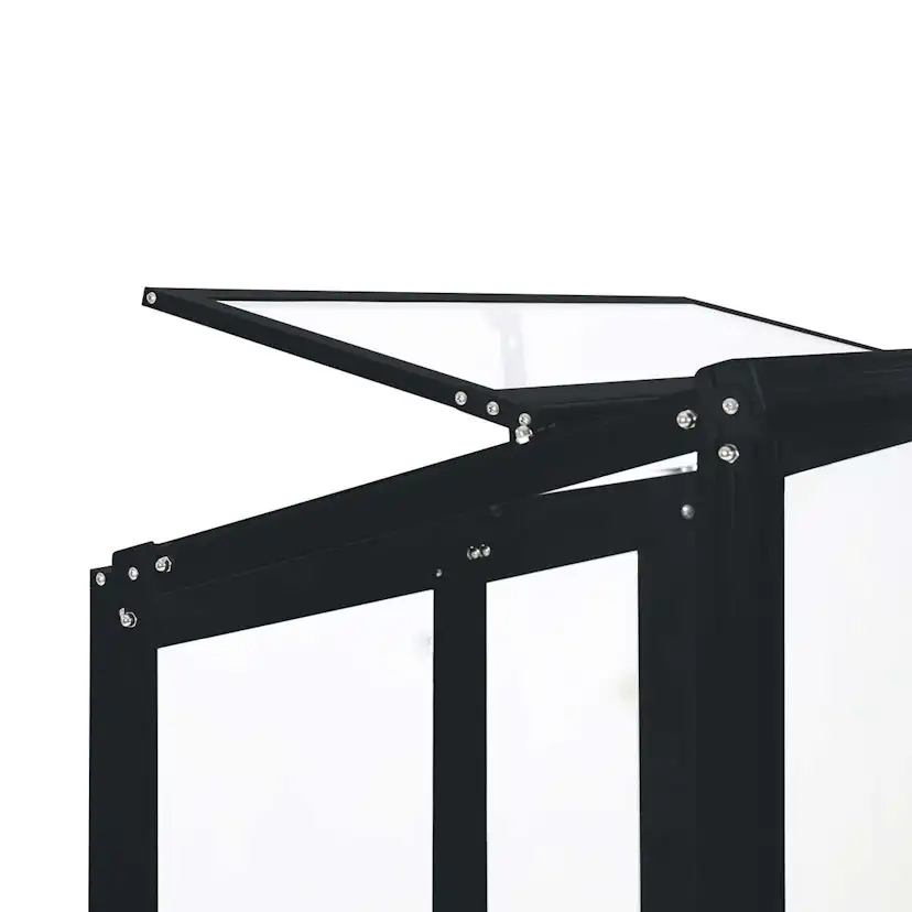 Växthus Metalcraft Svart Rektangulär Odlingsvitrin mot Vägg med Säkerhetsglas, 91x51x157 cm