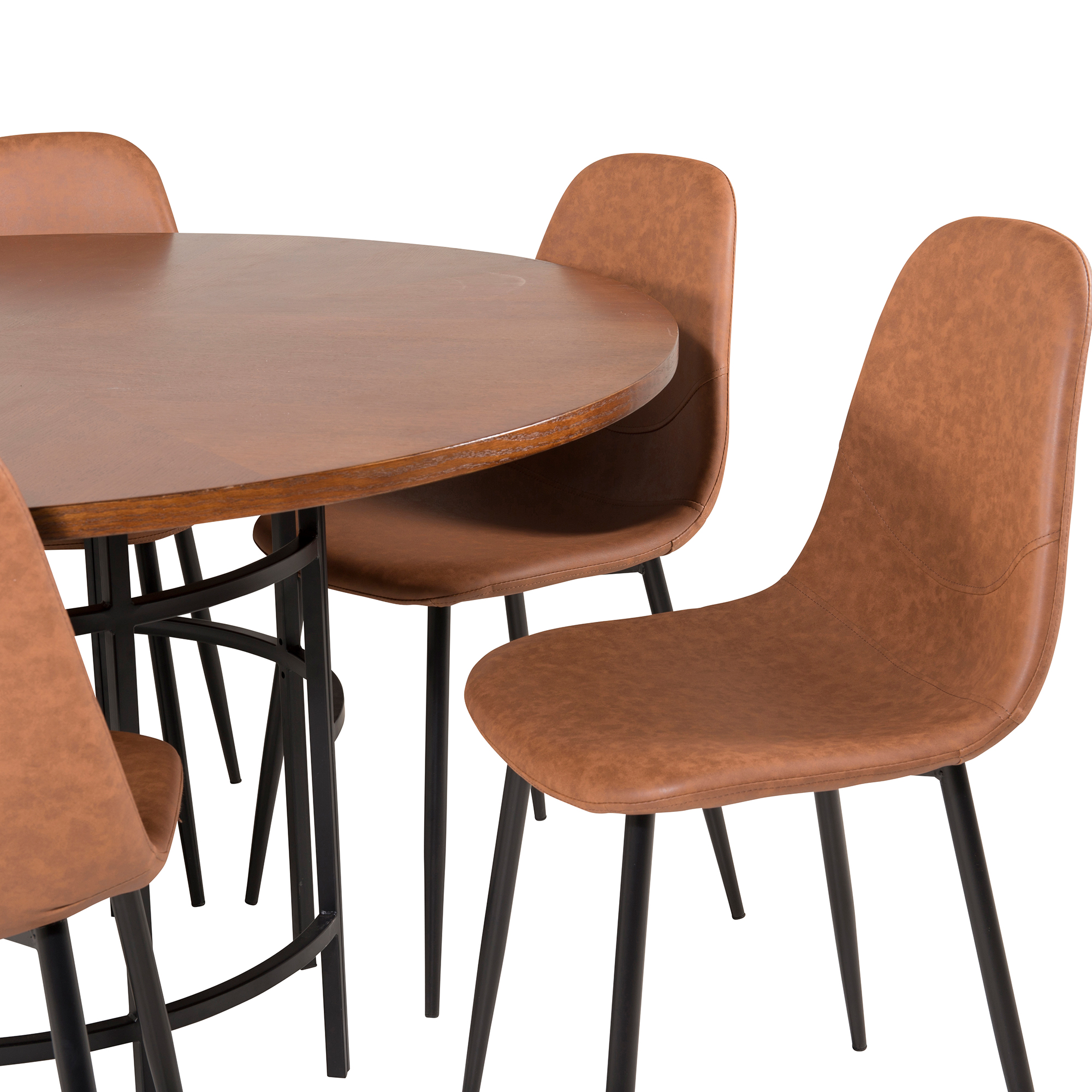 Copenhagen - Dining Table round - Brown / Black+Polar Matsto Brun