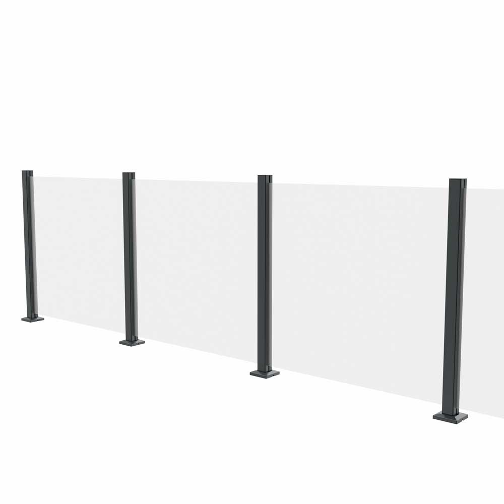 Glas Landskap Härdat 6 Mm Glasräcke Alu Antracit Cc 100 Cm
