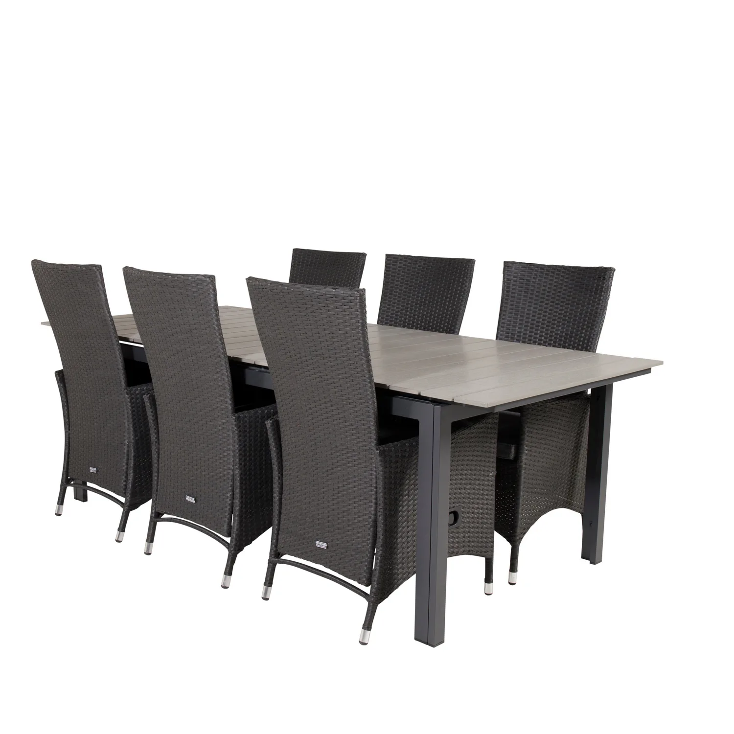 Matgrupp Venture Home Lova 224/324 med 6 Pishi Karmstolar Svart