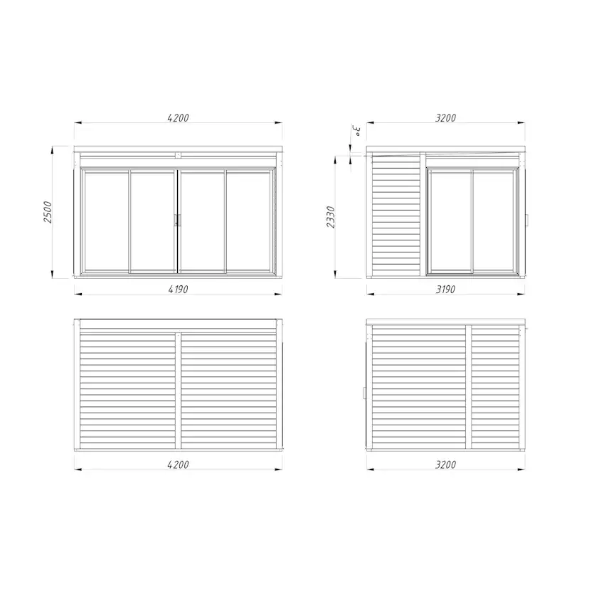 Stuga Palmako Serena 13,4 m² Set 1 Slide Plus (inv. 12,6 m²)