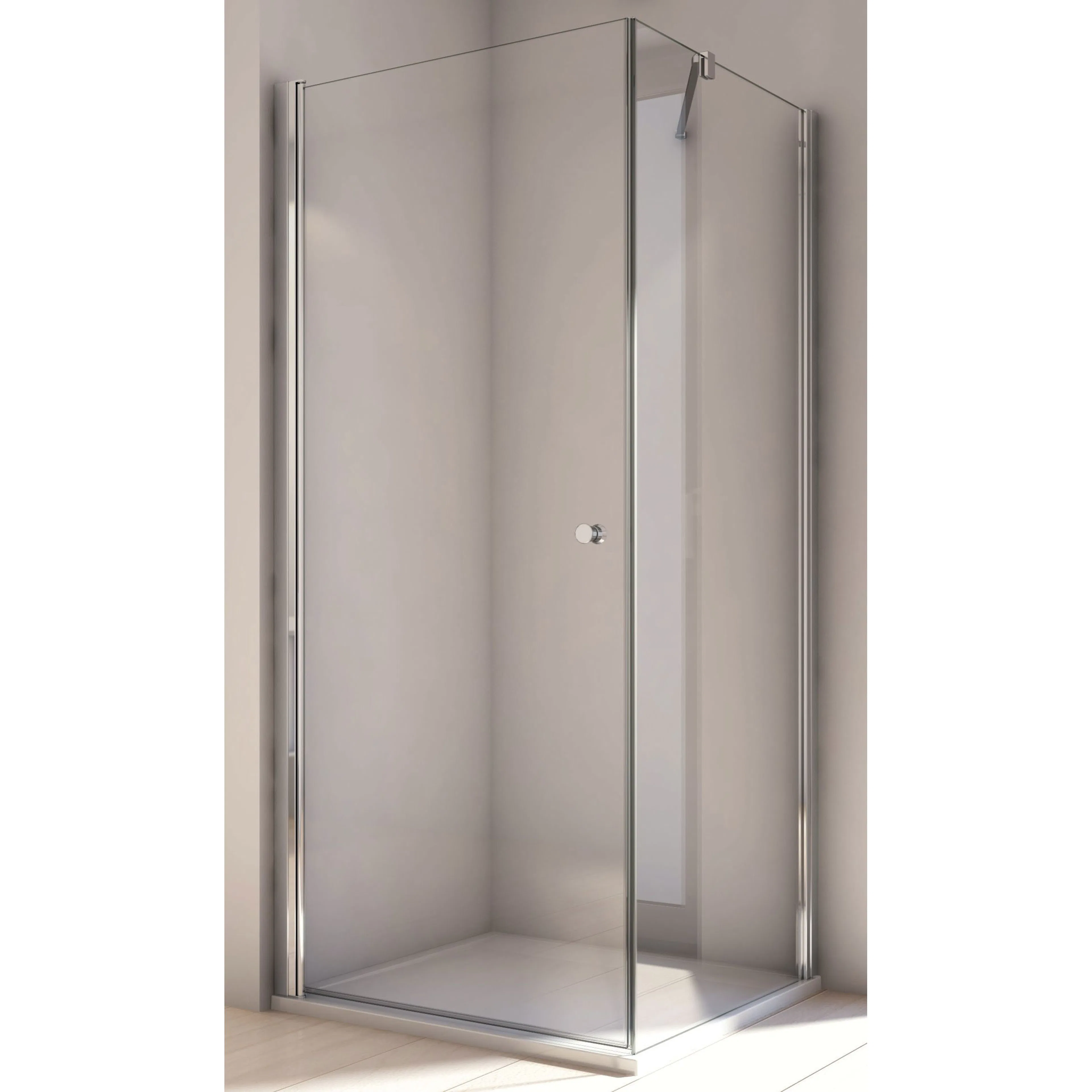 Solino Dusch Fast glasparti 90 Klarglas/Högglans silver Väns B: 900 mm, Profil: Högglans silver, Hägning: Vändbar