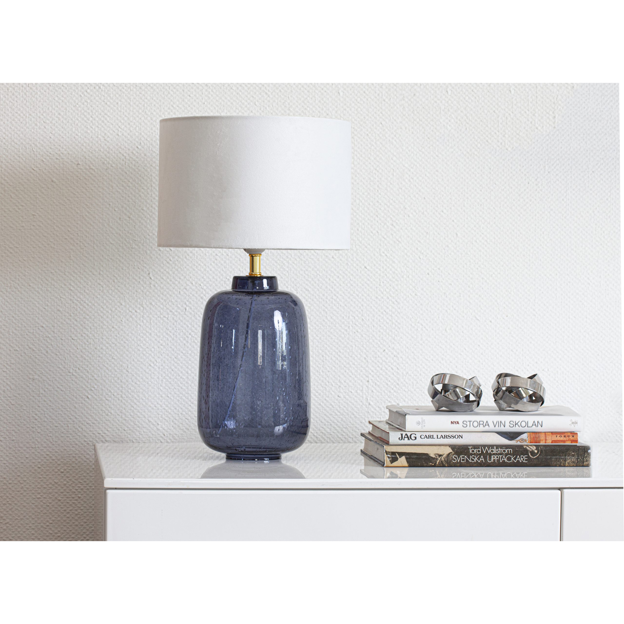 Bordslampa Cottex Blake H46 cm Glasfot med Sammetsskärm
