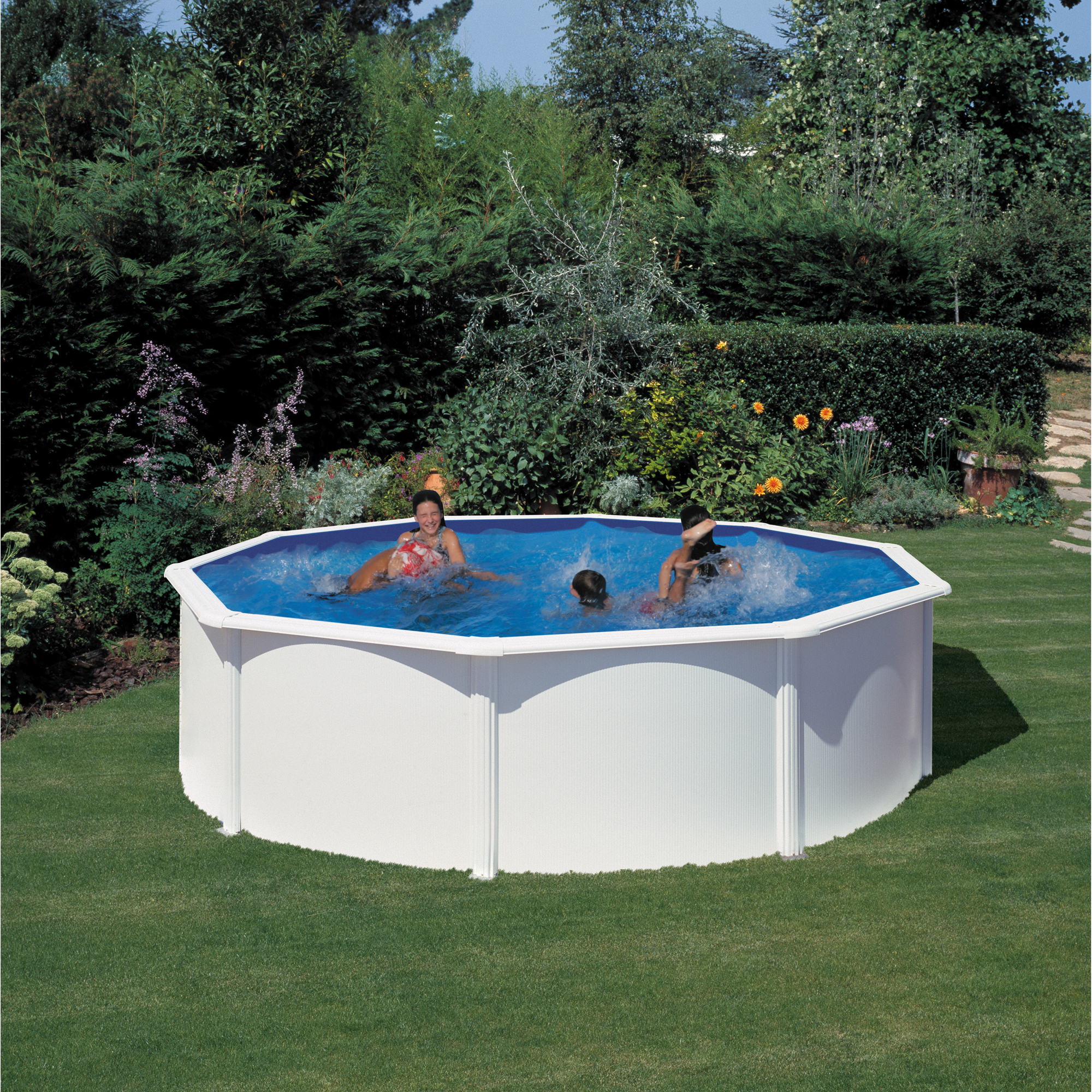 Basic Pool Rund Ø460 x 120 cm, Vit Ø460 cm, Djup: 120 cm, Färg:  Vit