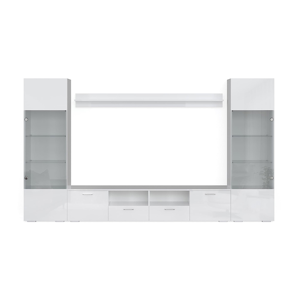 TV-Möbelset In Living Mellon Vit TV-Bänk & Hyllor 260cm