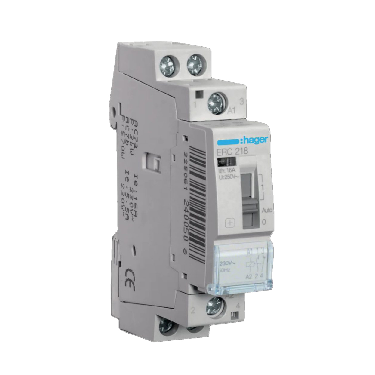 Relä Hager 16 A AC7-a med 1 Slutande och 1 Brytande Kontakter