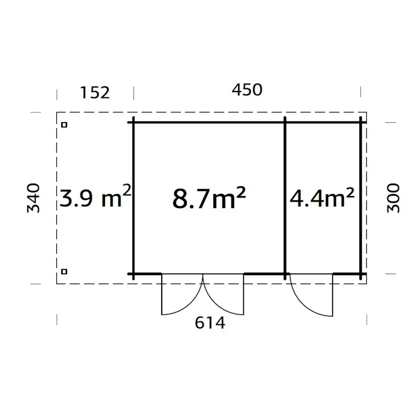 Ella 13,1+3,9 m2 Grå dippad