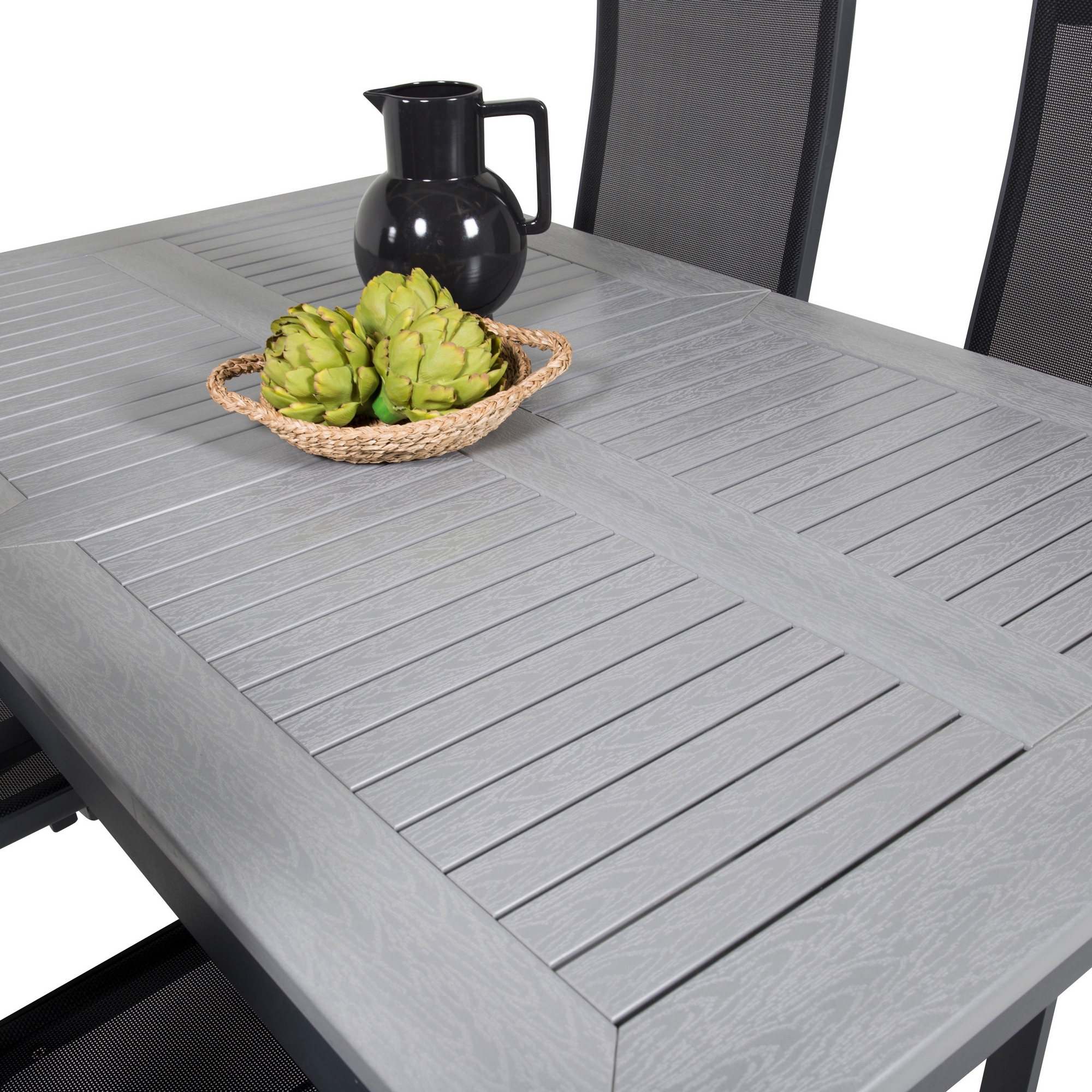 Albany Dining Table 160/240*100 - Svart Alu / Grey Aintwood+ Svart/Grå