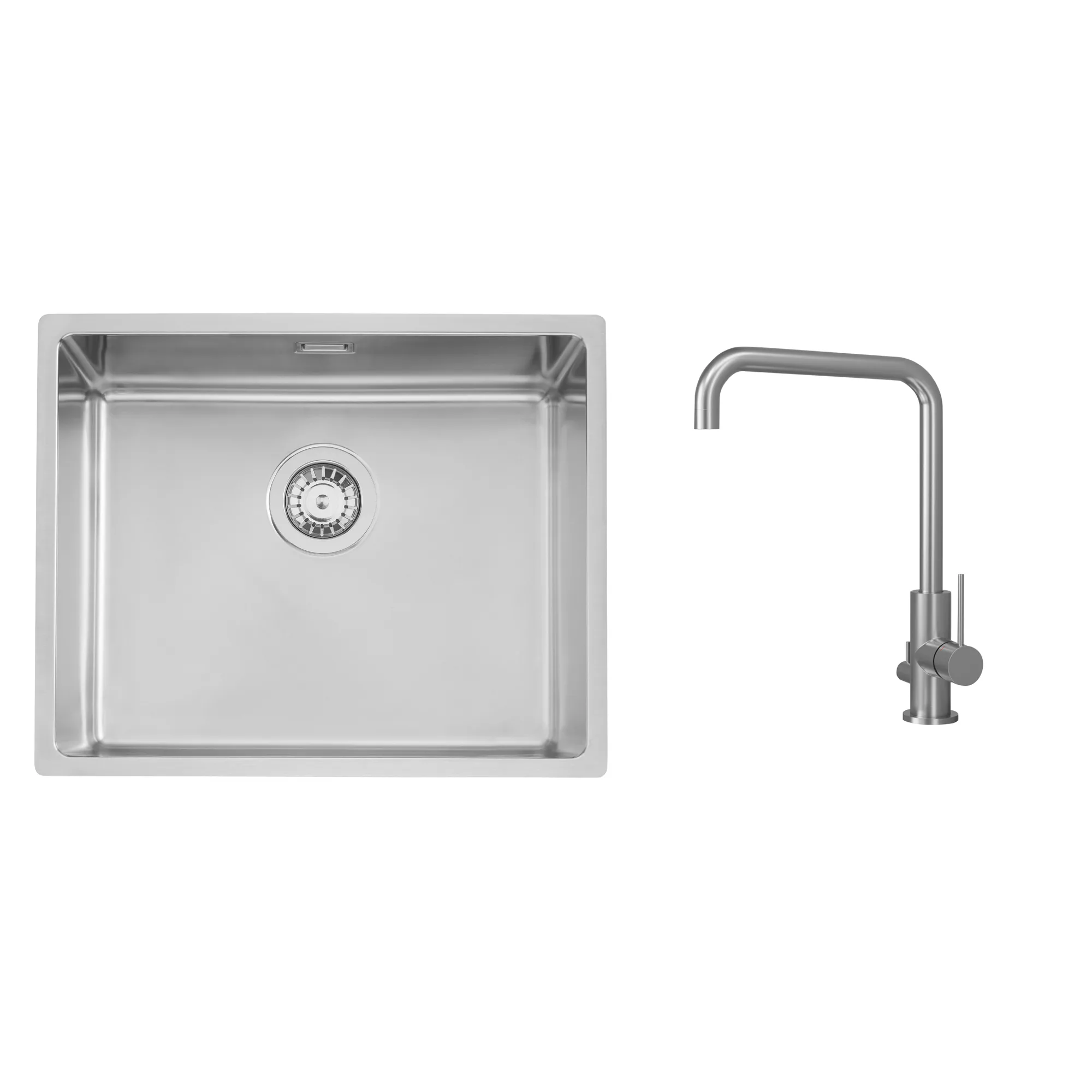 Diskho Stala Lagom-50 med Köksblandare Scandtap Steel Mood D