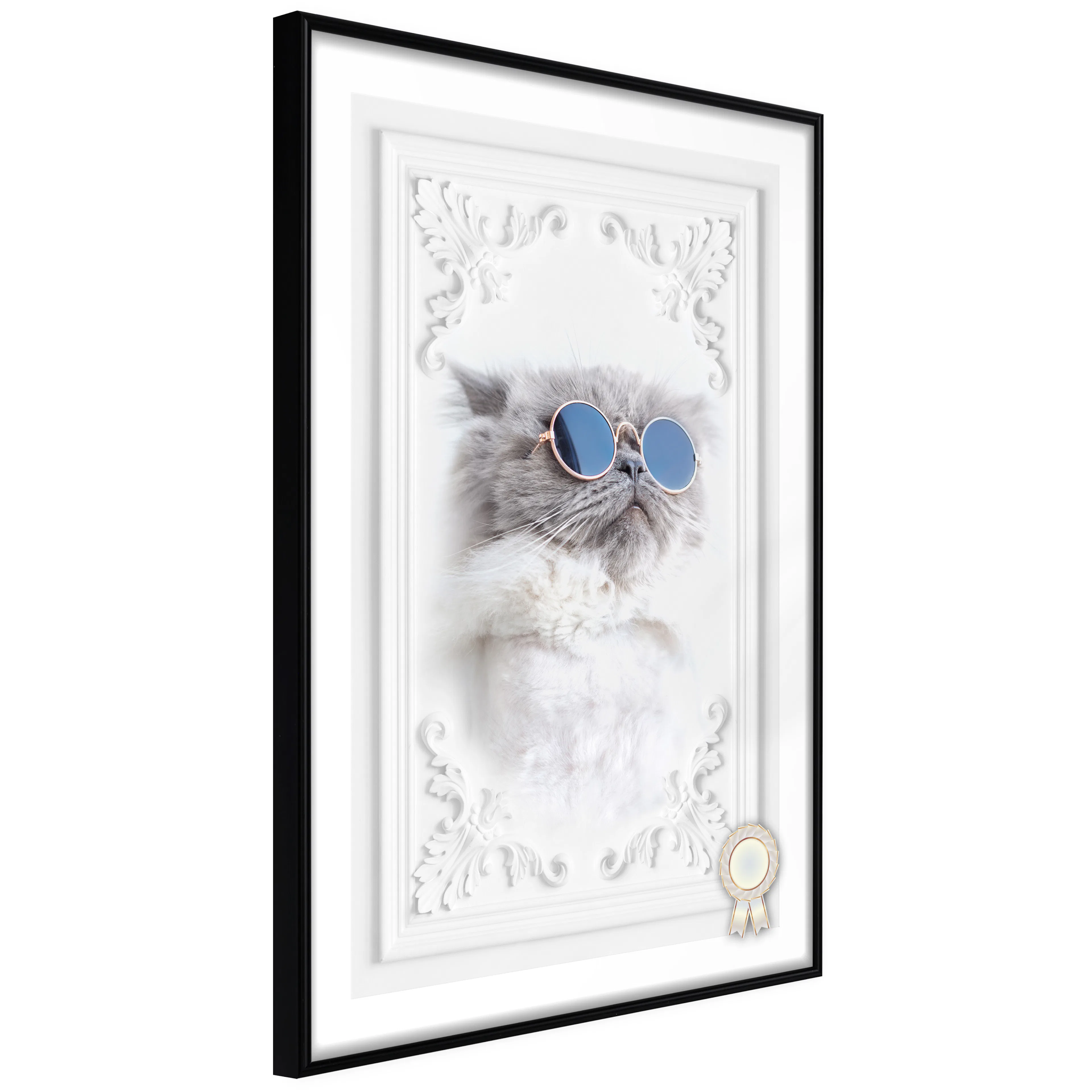 Affisch - Cat with Glasses [Poster] 40x60 Svart ram, 40x60 cm
