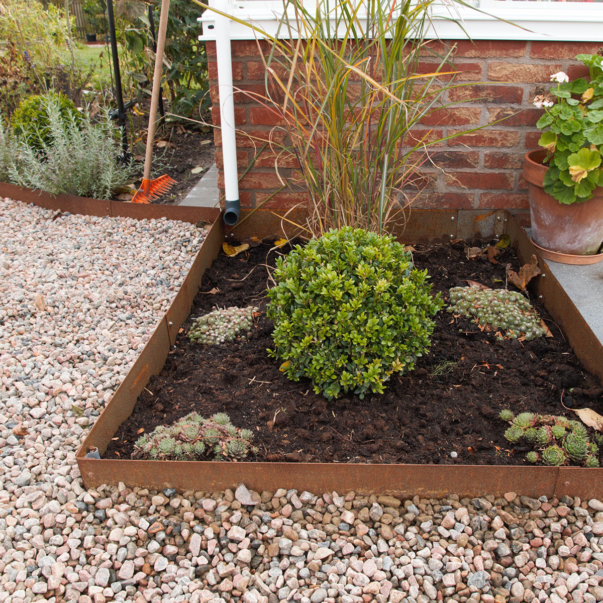 Planteringskant Flexigarden Corten 120 Hörn Justerbart