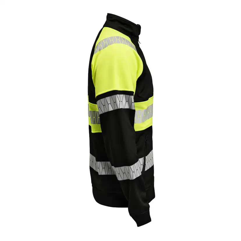 Sweatshirt Jobman Hel-Zip Varsel Svart/Gul V