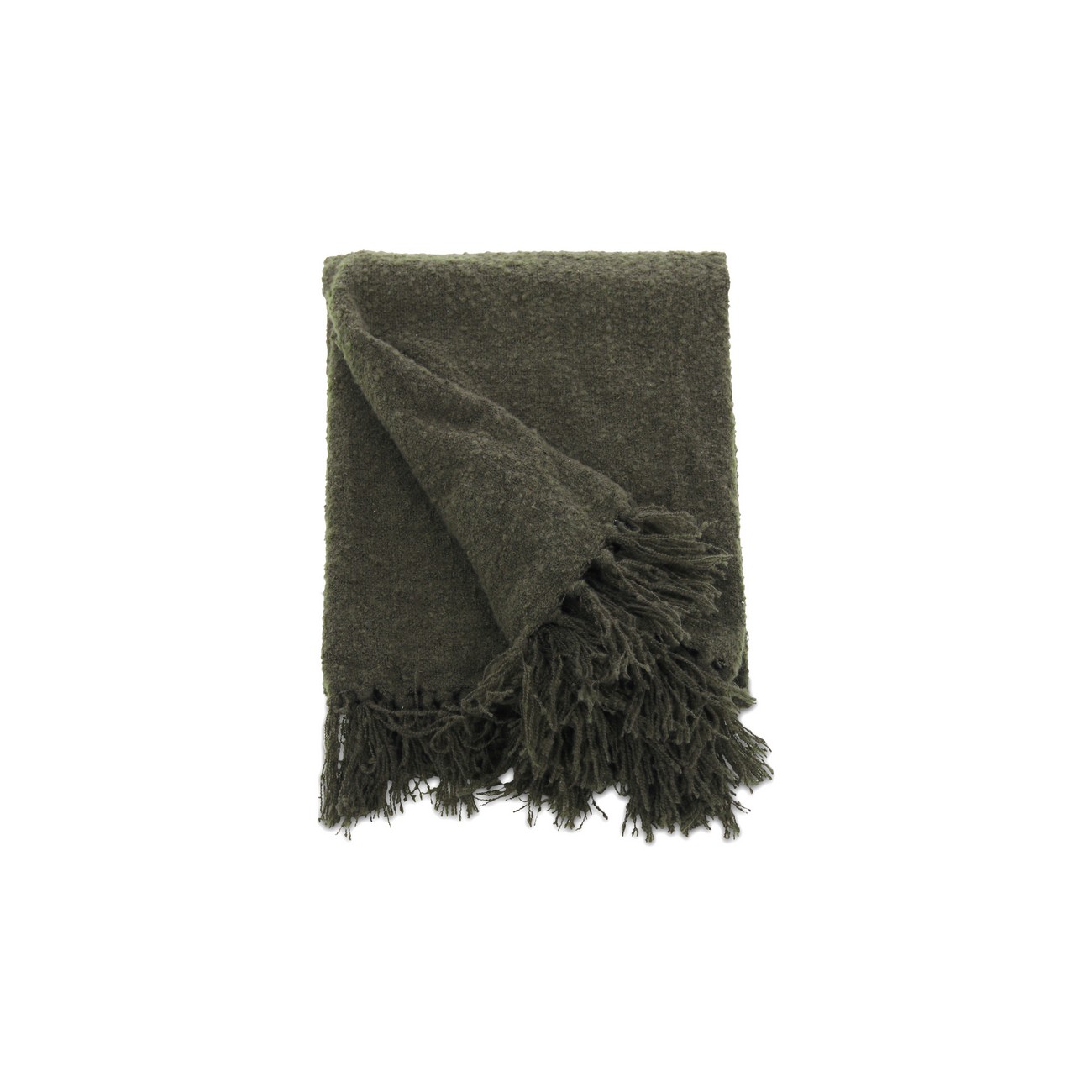 Stanly Throw poly/ribbon/tassels - Grey / - 130*170 Grön
