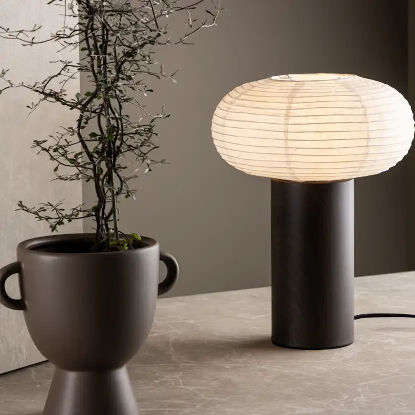 Hovfjället 25cm Table Lamp - Oak Foil / Rice Paper Brun