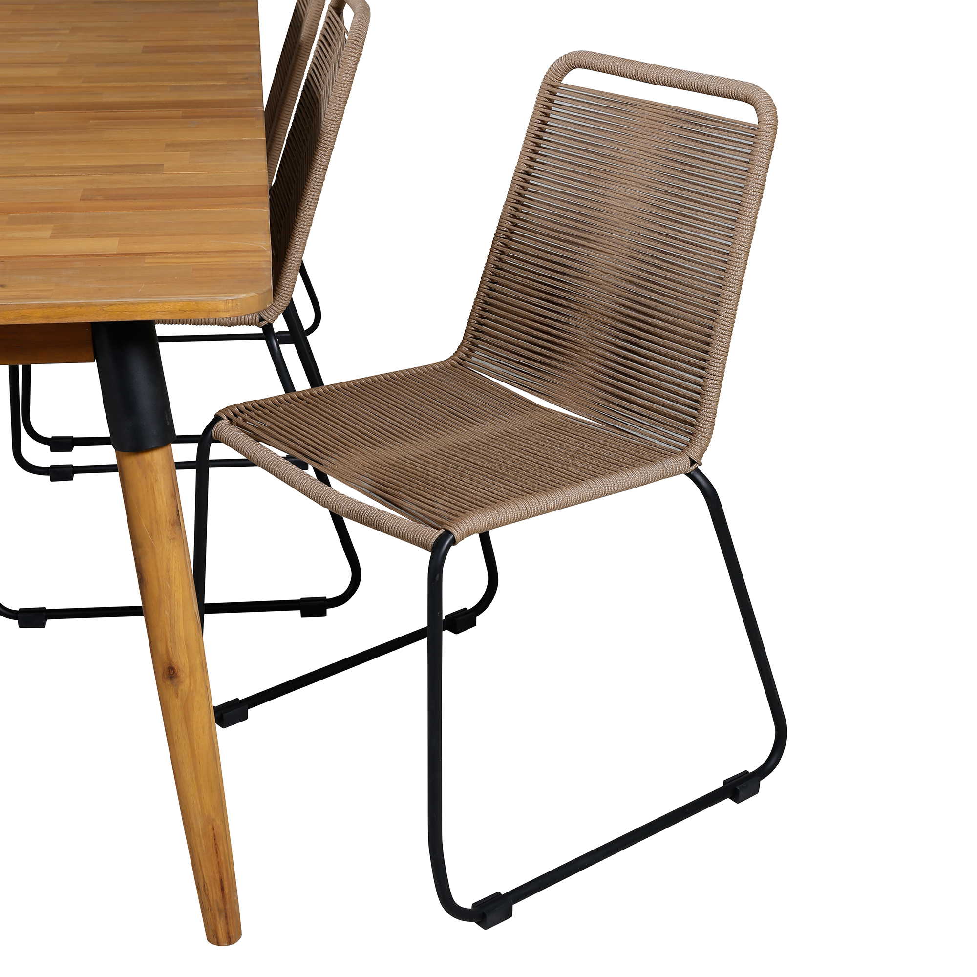 Julian Dining Table - Acasia - 210*100cm+Lindos Stacking Cha Latte