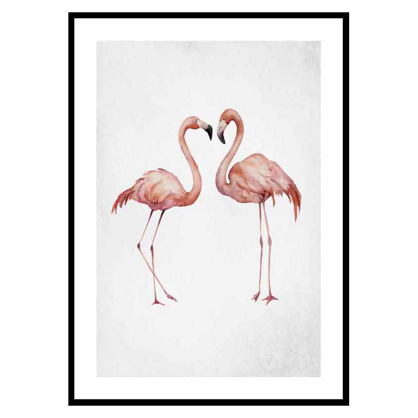 Poster Gallerix Watercolor Flamingos