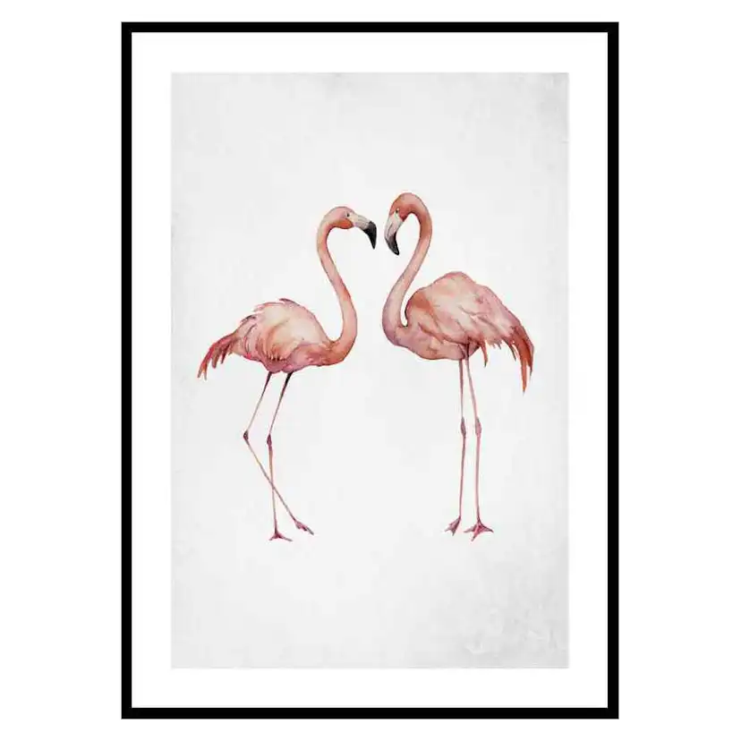 Poster Gallerix Watercolor Flamingos