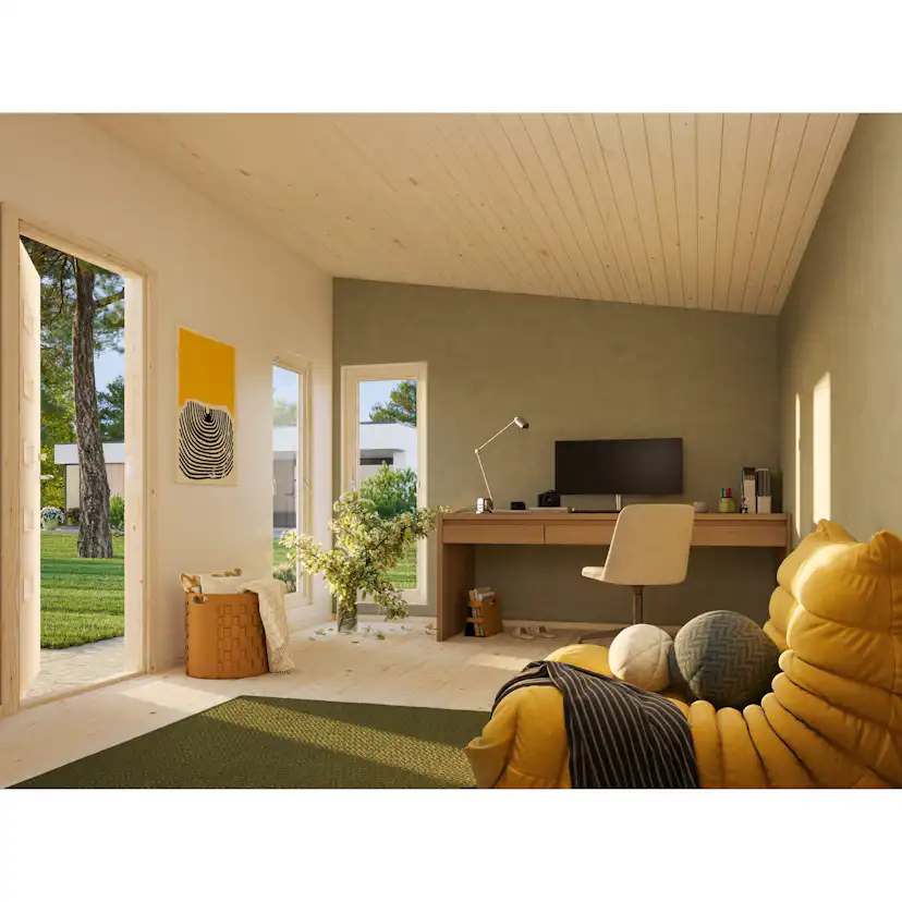Friggebod Palmako Etta 13,6 m² Komplett Stuga med Pulpettak