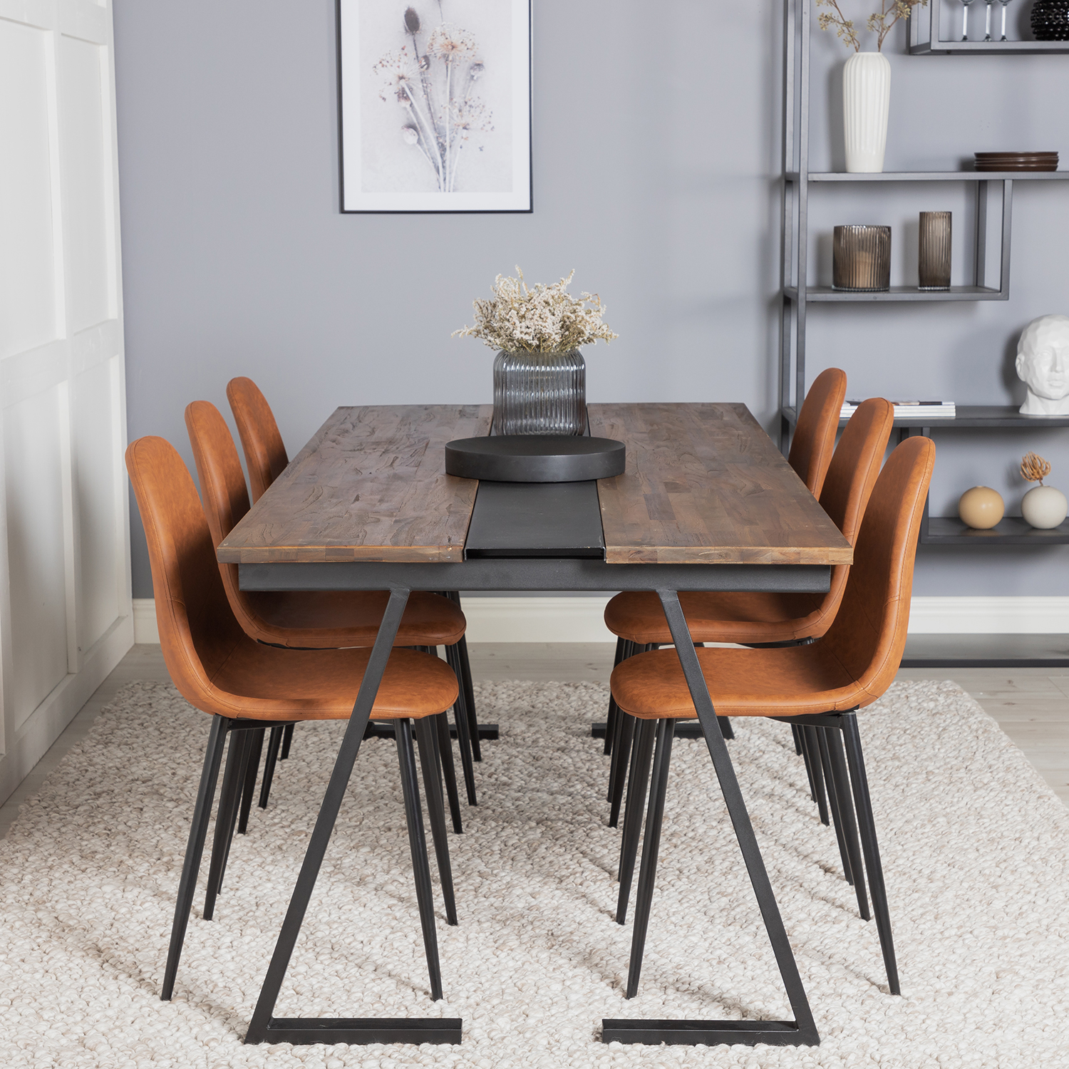 Matgrupp Venture Home Jane med 6 Pobbie Stolar Konstläder