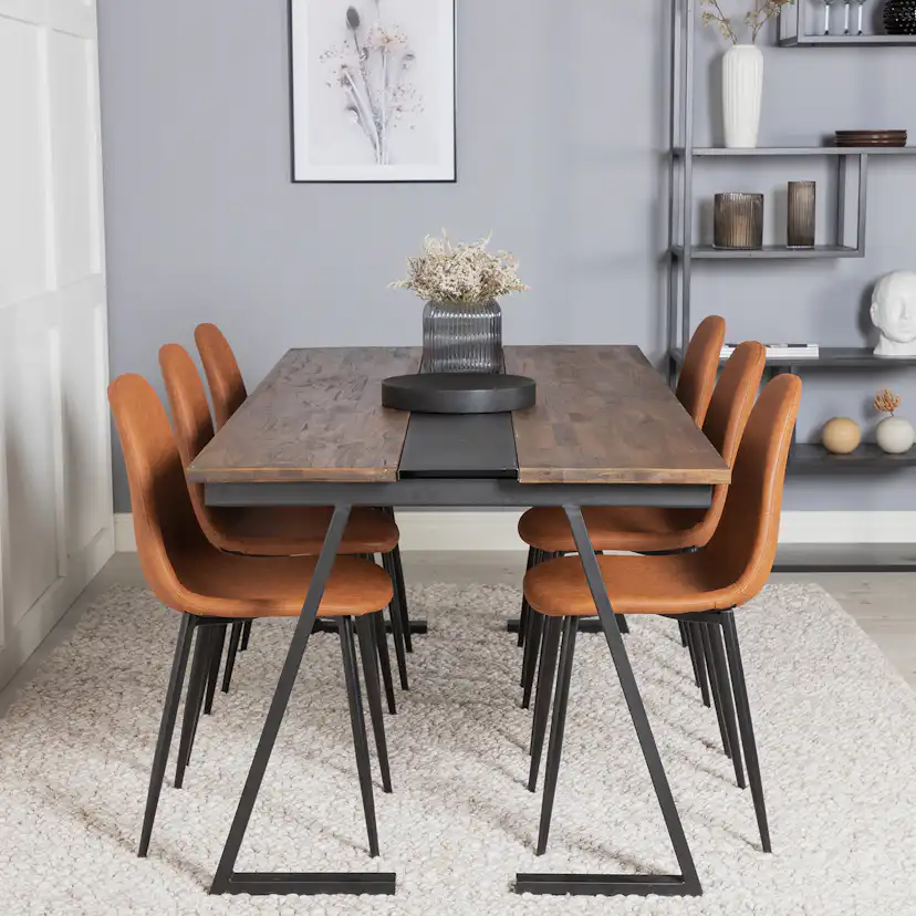 Matgrupp Venture Home Jane med 6 Pobbie Stolar Konstläder