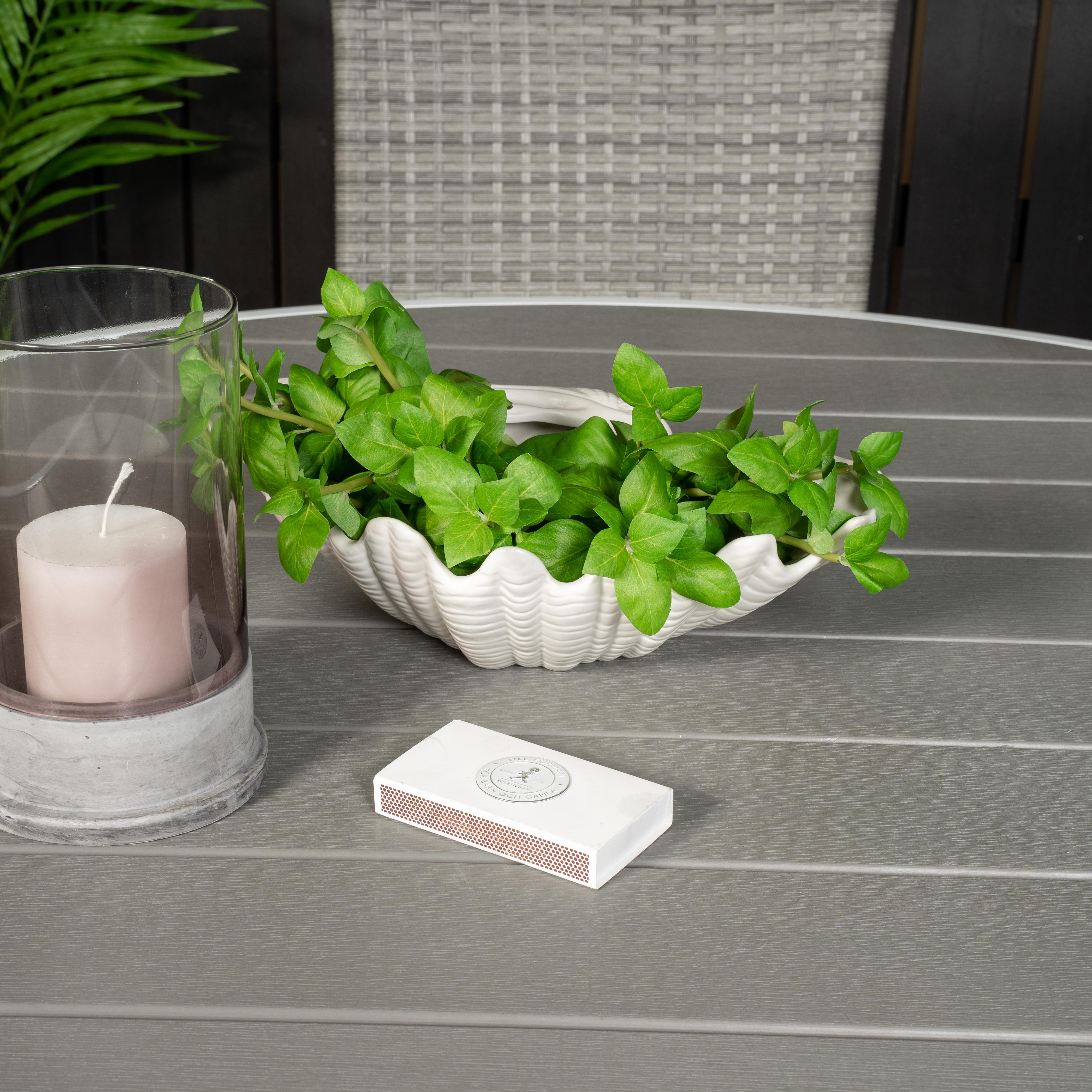 Parma Bord140-Vit Alu/Grå Aintwood+Anna stol(stackable)-Grå4 Grå