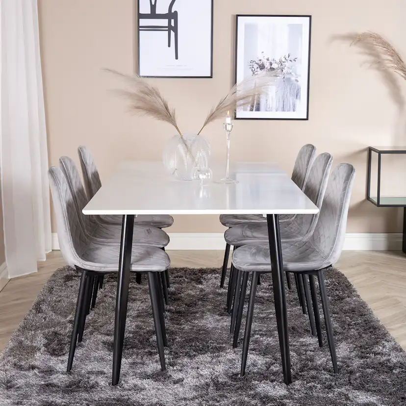 Matgrupp Venture Home Pobbie med 6 Phoi Stolar Sammet